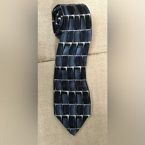 Facets Gray Black Rectangular Pattern Silk Necktie Tie Neutral Classic Eboy